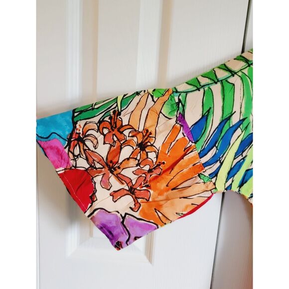 Jams World M Pullover Paradise Blouse Vintage Multicolor Floral Hawaii - Picture 4 of 7